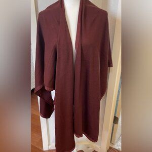 Chico’s Wrap Sweater Cape Long Line Burgundy Women’s Size L/XL NWT